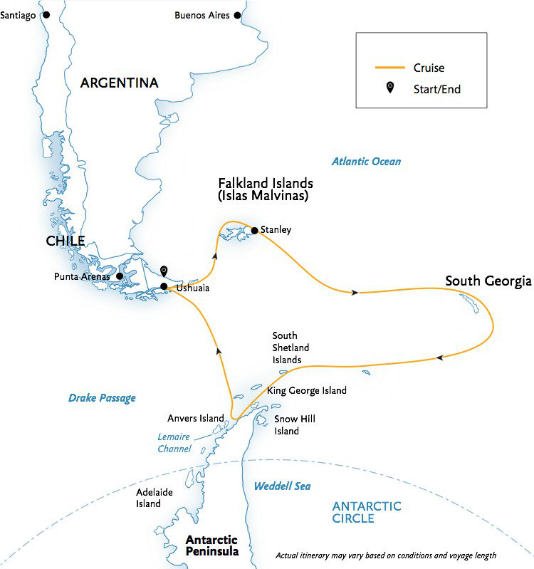南极三岛航线图