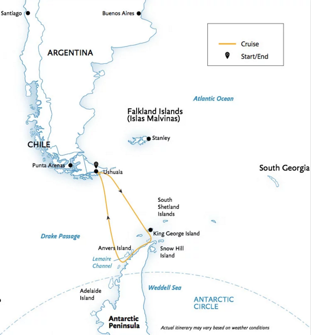 南极半岛航线图