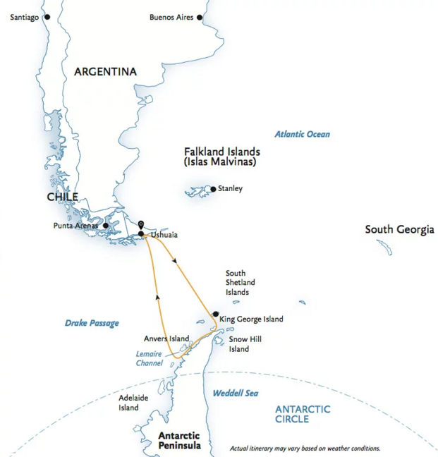 南极半岛摄影探险航线图