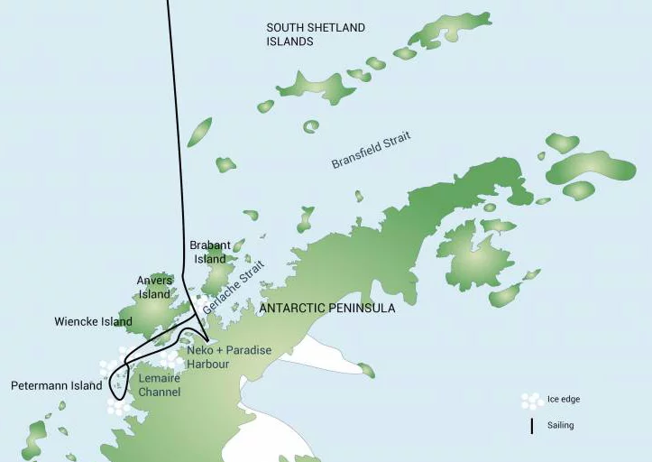 经典南极半岛航线图