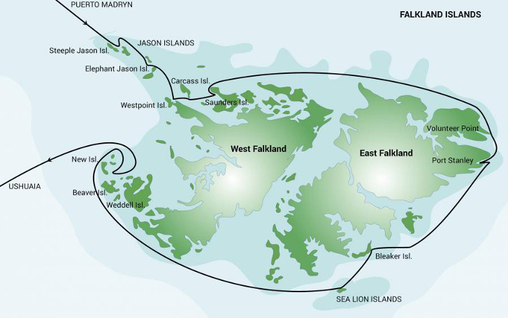 福克兰群岛航线图