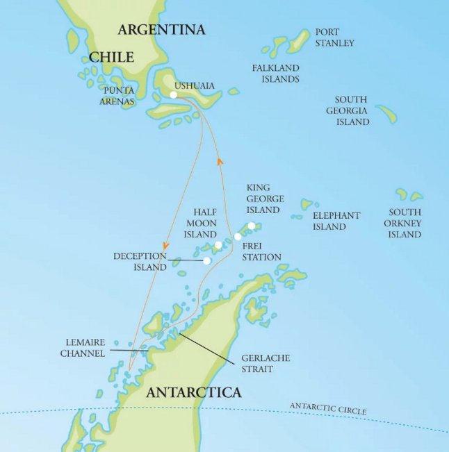 经典南极半岛航线图