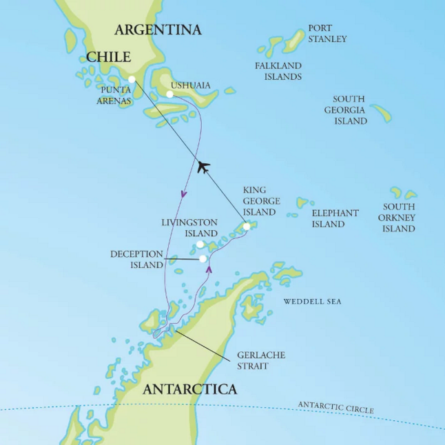 南极半岛圣诞季航线图